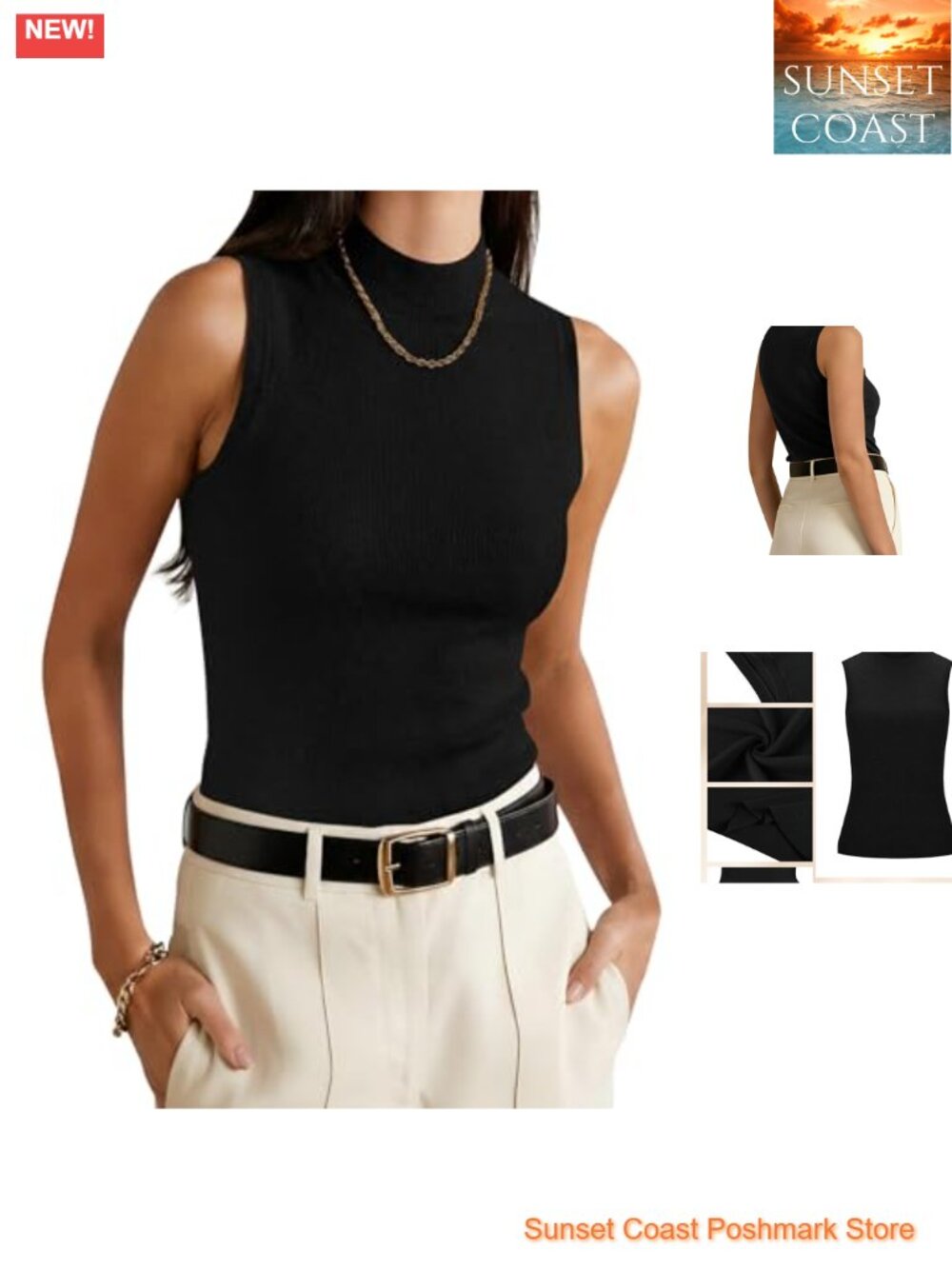 Wool Blend Lightweight Sweater Vest Mock Neck Tank Top Business Casual